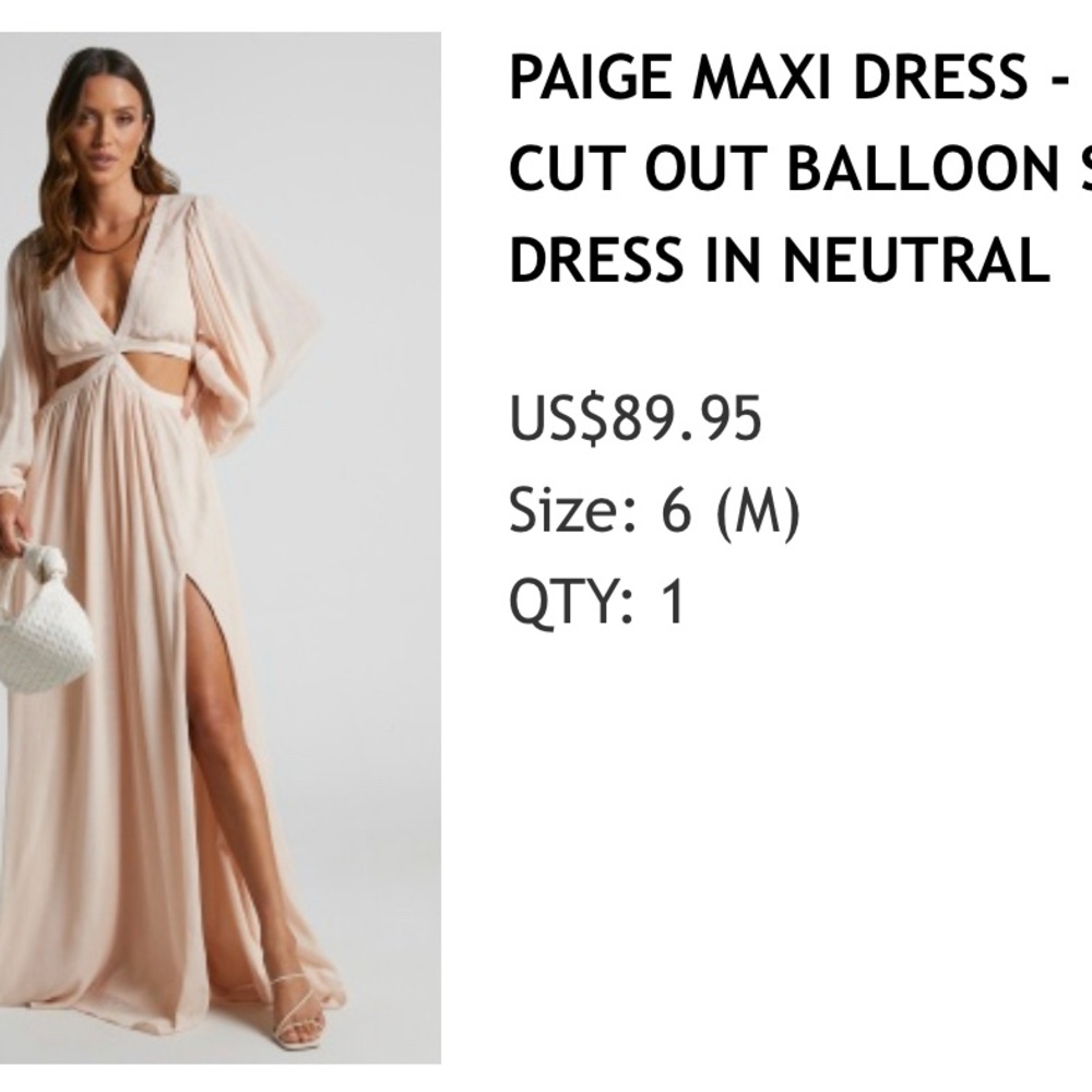Showpo Cream and Pink Long Sleeve Maxi Dress